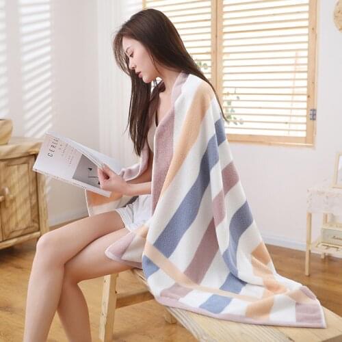 80x160cm Oversized Bathroom Cotton Towel Shower Absorbent Quick Dry Terry Bath Men Women Couple Home Striped Luxury Beach Towels