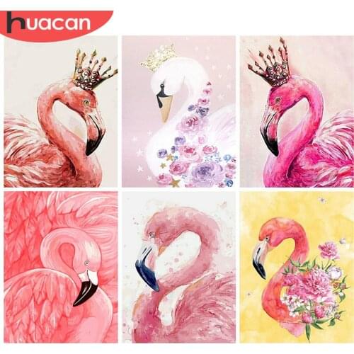 HUACAN 5d Diamond Painting Flamingo DIY Mosaic Pictures Full Square/Round Diamond Embroidery Animal Home Decor Craft Kit