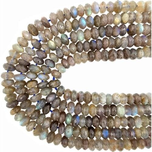 5x8mm Natural Blue Flash Labradorite Beads Rondelle Handmade Cut Faceted Gemstone Beads Energy Stone Power Beads for Jewelry