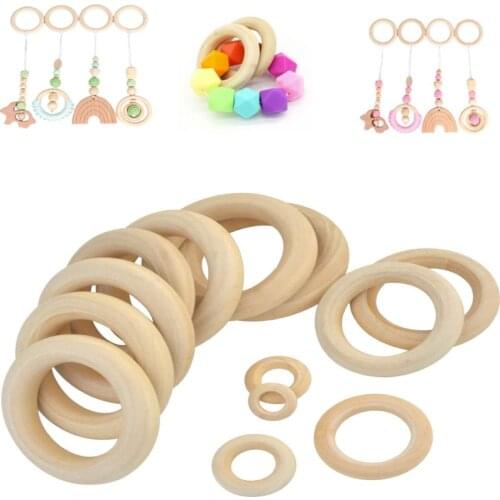 Natural Color DIY 15-100mm Wooden Beads Pendant Connectors Circles Rings Beads Unfinished Natural Wood Wall Hanging Ornament