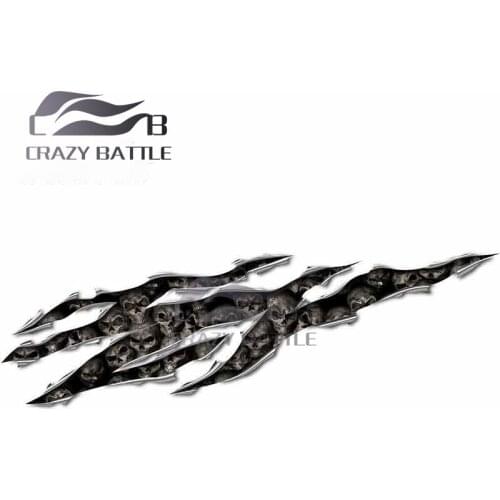 Crazy Battle 13 x 4.2cm Skulls Rip Cartoon Oem Vinyl Car Stickers Personality Motorcycle Helmet Occlusion Scratch Trunk Decal
