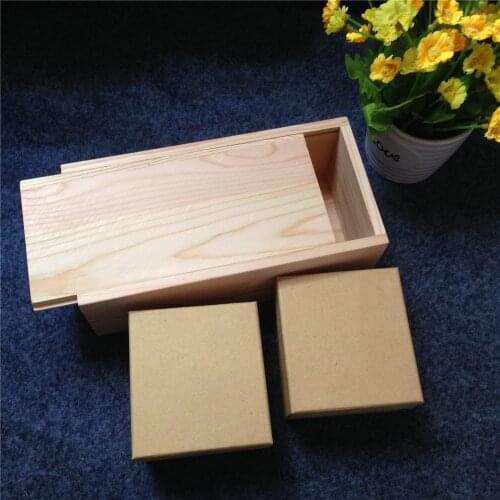 Handmade Lover Wooden Box With Sliding Lid Include Two Craft Paper Boxes For Couple Watch Bracelet Gift Package Box 21.5*9.5*6cm