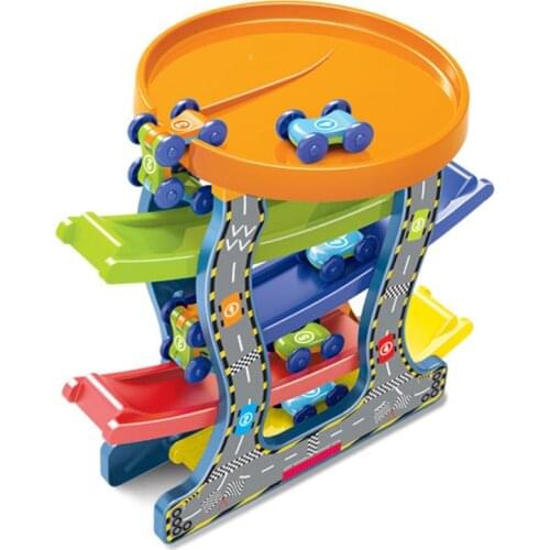 FBIL-5-Layer Ramp Race Track & 4 Mini Inertia Car Sliding Toys Baby Toddler Motor Skill Developmental Learning Toys Kid