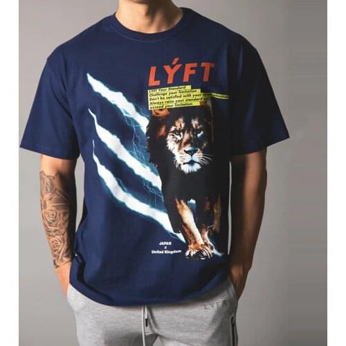 2021 LYFT summer sports fitness running loose size cotton T-shirt muscle brother Euro American round neck short sleeve