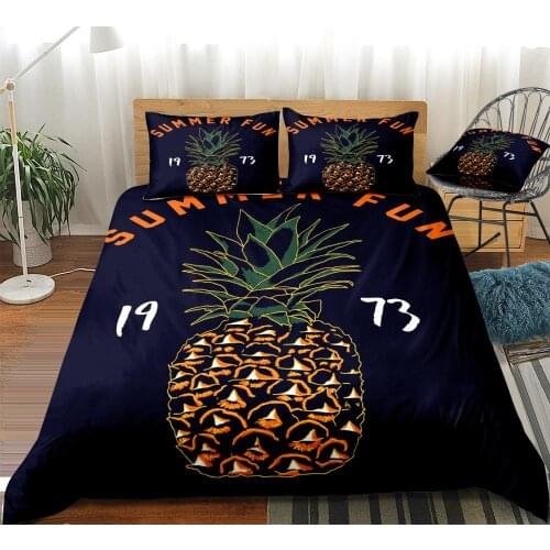 Pineapple Bedding Set Fruits Duvet Cover Set Tropical Bed Linen Kids Teens Home Textile Pineapple Bedclothes Microfiber Bed Set