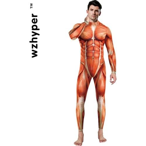 Halloween Cosplay Costumes For Men Women 3D Attack On Titan Anime Printed Muscle Zentai Bodysuit Jumpsuits
