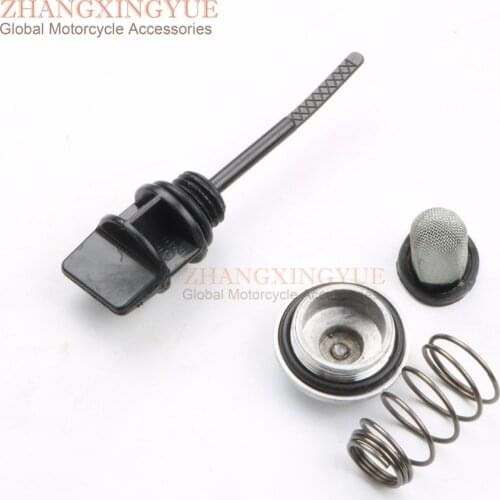 Chinese Scooter moped atv oil dipstick with o-ring & oil cover & spring & oil filter for GY6 50cc 125cc 150cc 139QMB 157QMJ