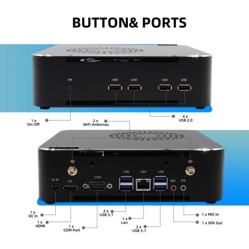 HYSTOU Mini PC Intel Core i9 11900 Core i7 11700 Core i5 11400 Windows11 NVME SSD Mini Computer with Fan NUC desktop Gamer PC