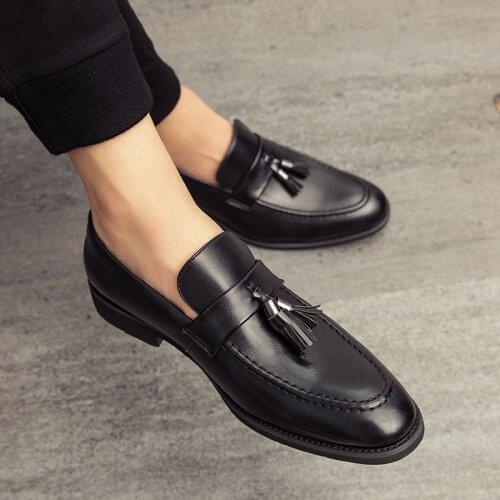 Fashion Leather Leisure Comfy Casual Loafers Men Shoes Luxury Brand Italian Tassel Gentleman Shoes Sapato Social Masculino II