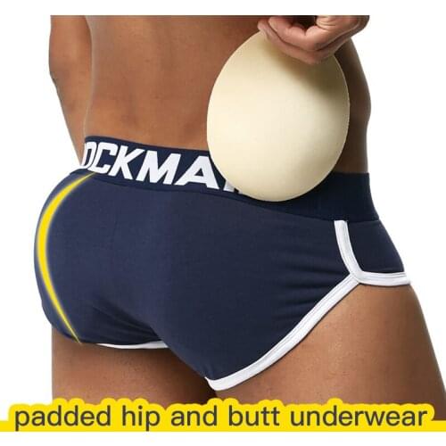 Sexy Mens Padded Briefs Removable Pad of Butt Lifter and Enlarge Package Pouch Gay Underwear Breathable With Front And Hip Pads