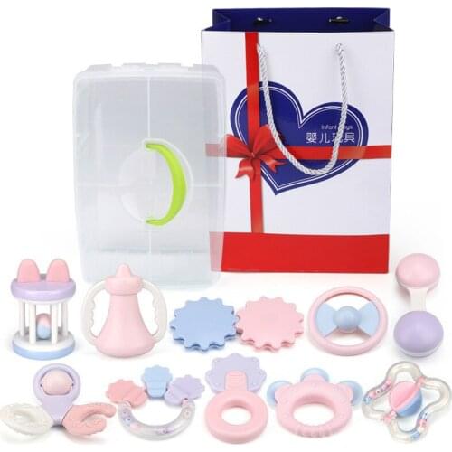Newborn Hand Ring Molar Practice Set Baby Rattles Early Educational Hand hold rattle 0-12 Months Teether Toys for baby Gift