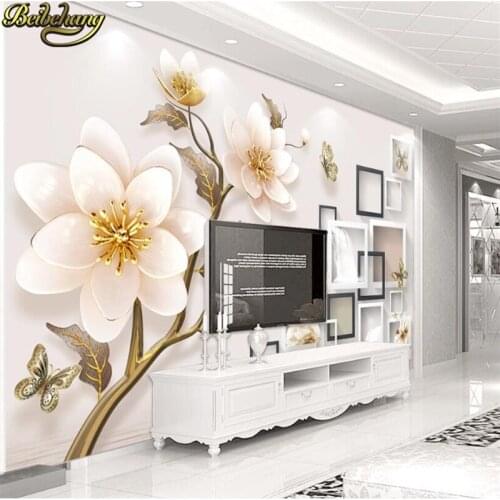 Beibehang Jewelry embossed flowers Large mural wallpaper living room TV background wall paper KTV Bedroom sofa papel de parede