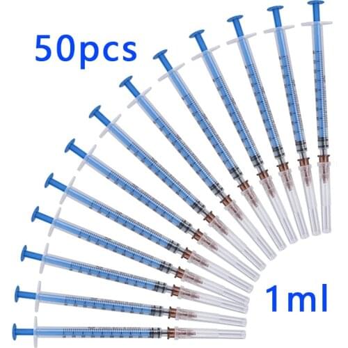 50pcs 1ml Disposable Plastic Veterinary Syringe With Needles For Pet Farm Animal Cat Dog Pig Cattle Sheep Horses 2ml 5ml 10ml