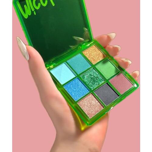 9 Color Sweet Party Eyeshadow Pallete Neon Makeup Palette Smoky Shimmer Glitter Matte Shades Matellic Nude Blendable Pigment