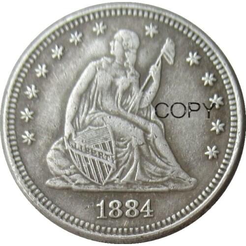 USA 1884 Seated Liberty Quarter Dollars Silver Plated 25 Cents Copy Coin