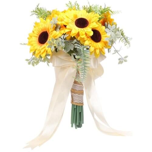 Stunning Sunflowers Bridal Bouquets 23*30cm Wedding Accessories Bridal Bouquets