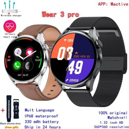 Wear 3 Pro Smartwatch Men Smart Watch 2021 360 HD Screen Watch BT-Call Music Wireless Charging for Huawei IOS Watch GT3 GT2 Pro