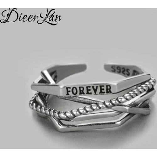 Vintage Silver Color Letter Rings For Women Jewelry Beautiful Finger Open Rings For Party Birthday Gift