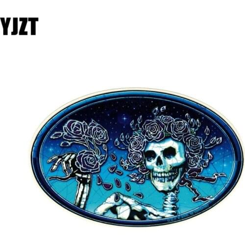 YJZT 14.6CM*9.2CM Grateful Dead Skull And Roses Car Sticker Personality Decal PVC 6-0158