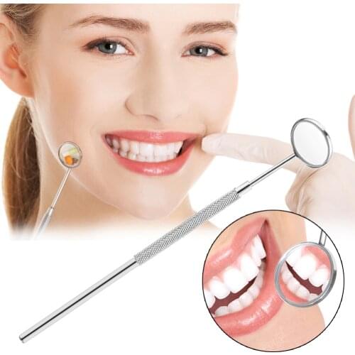 Mini Stainless Steel Handle Dental Mirror Tool Instrument Auto Dentist Oral for Teeth Cleaning Inspection Detachable Mirror Head