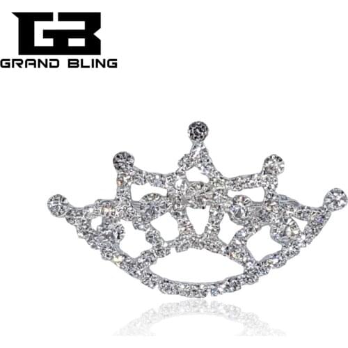 GRANDBLING Fashion Clear Rhinestone Silver Plated Crown Brooch Pin for Women Bridal Wedding Brooch Pin Party Jewelry