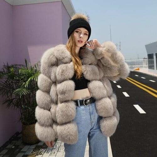 Real Fox Fur Coat Thick Warm Natural Fox Fur Luxury Fur Jacket Coat Winter Clothes Women