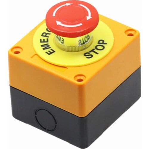 1PCS Plastic Shell Red Sign Push Button Switch DPST Mushroom Emergency Stop Button AC 660V 10A NO+NC LAY37-11ZS
