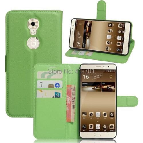 10pcs/lot Free shipping Lychee Wallet Leather Case Stand Card Holder soft TPU case inside For Gionee M6 plus