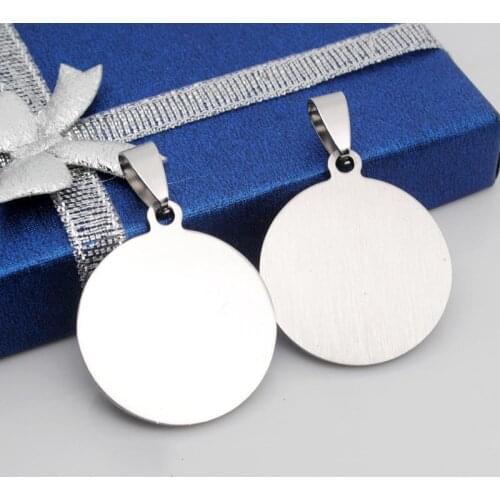 10pcs Blank Stainless Steel Pendant Circle Pet Dog ID Tags Round Dog Tag with Inside-hole