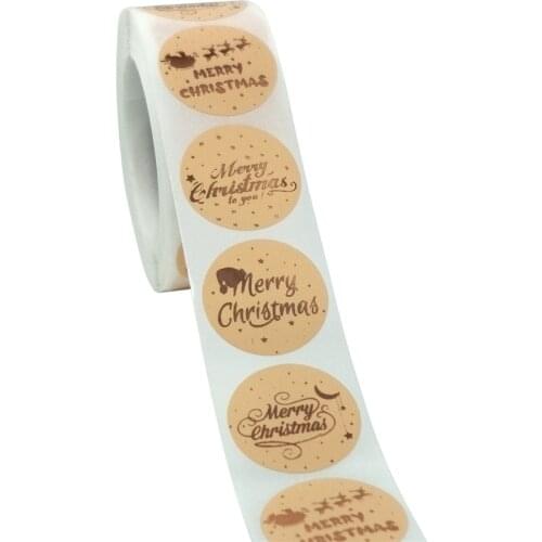 100-500pcs Rose Gold Merry Christmas Stickers Scrapbook Sealing Label Stickers For Gift Packaging Party DIY Stationery Stickers