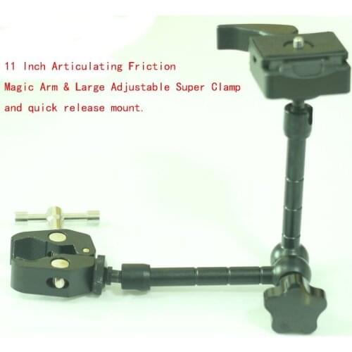11 Inch Magic Arm & Large Adjustable Super Rod Clamp & QR set Fr Manfrotto 244RC