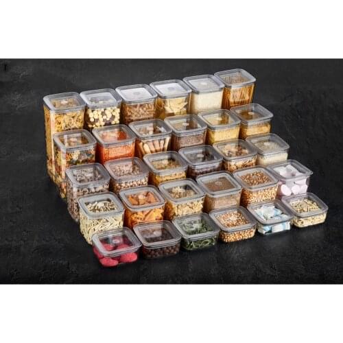 12Pcs Kitchen Food Storage Box Container Set Organizer Square Vacuum Lid Airtight Jars Pantry Noodle Legume Cereals Rice Pasta