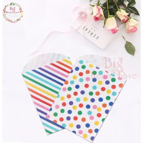 24pcs/lot Colorful Striped Dot Plastic Candy Bags Wedding Party Candy Chocolate Bag Babyshower Birthday Candy Bag Party Decorati