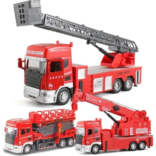 25cm Fire Rescue Truck Sound Light Ladder Crane Toys Alloy Diecast Vehicle Educational Collectible Toy Car for Boy Children Y183