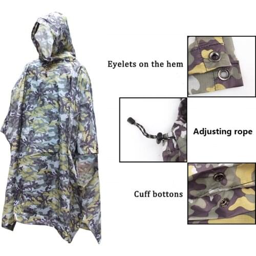 3 In 1 Outdoor Military Waterproof Raincoat Rain Coat Men Raincoat Women Awning From The Rain Motorcycle Rain Poncho Picnic Mat