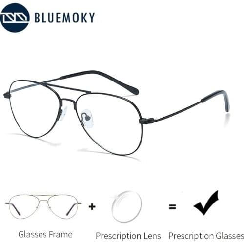 BLUEMOKY Prescription Progressive Eyeglasses Men Pilot Anti Blue Light Photochromic Glasses Myopia Hyperopia Optical Eyewear