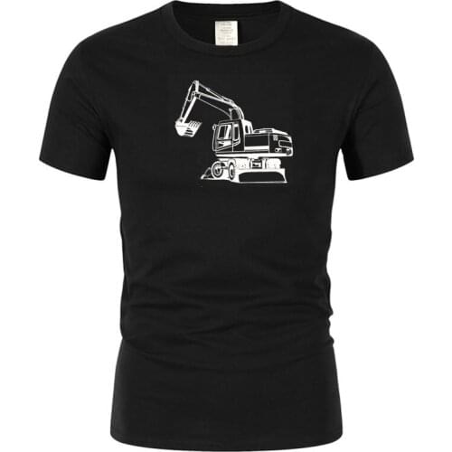 Brand mens T-shirt humorous T-shirt short sleeve printing detachable excavator