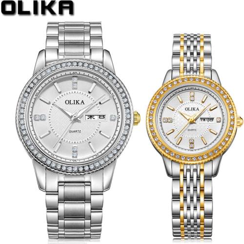 New couple watch fashion diamond couple watch waterproof stainless steel quartz womens watch mens watch