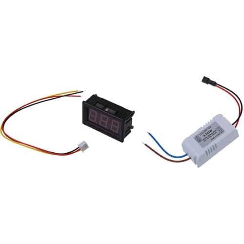 DC 0-99.9V 3 Wire LED Digital Display Panel Volt Meter & 6W LED Light Lamp Driver Power Supply Converter