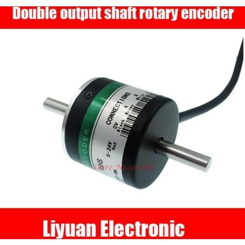Double output shaft rotary encoder AB two-phase solid shaft encoder 100 200 360 400 600 pulseEncoder meter wheel 38mm shaft 6mm