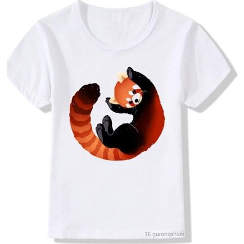 Cute and Funny Cat Lying on The Tree Cartoon Animal Print T-shirt Boy Girl Kawaii T Shirt Kids Clothes Summer Tops Casual