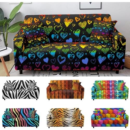 Geometric Sofa Covers for Living Room Corner Sofa Cover Elastic Couch Slipcovers Sofa Protector Stripe Couch Cover 1-4 Seaters