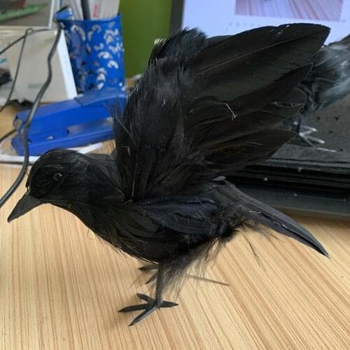Hot Sale Halloween Artificial Feathered Crows Raven Model Party Props Garden Yard Decor