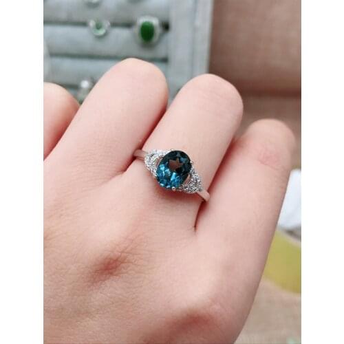 Topaz ring Natural real blue topaz 925 sterling silver Free shipping Shine ring Fine blue gem rings