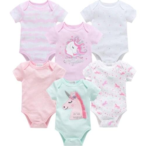 2021 New Baby Girl Clothes 3 6 Pcs Short Sleeve Cotton Summer ropa bebe Bodysuit Infant Body Bebe Jumpsuit Toddler Clothing