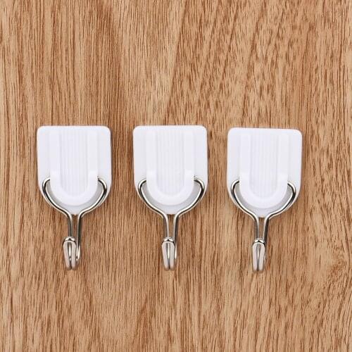 6pcs Strong Adhesive Hook Wall Door Sticky Hanger Holder Kitchen Bathroom White Hanging Door Clothes Towel Handbag Holder Wall