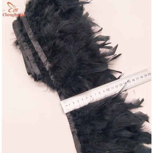 ChengBright 10Yards black Turkey Feather Pruning Cloth Sideband Diy Festive Stage Craft Feathers Trim Feather Trim Fringe