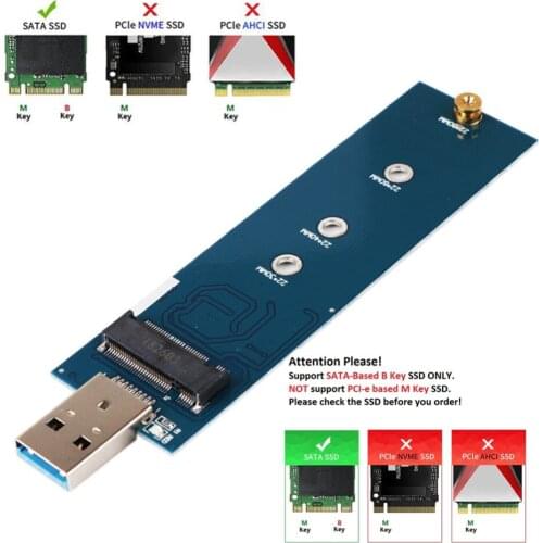 M.2 to USB Adapter B Key M.2 SSD Adapter USB 3.0 (No Cable Needed) USB to 2280 M2 SSD Drive Adapter NGFF Converter SSD Reader
