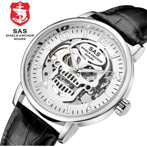 New Black Skeleton leather Wristwatch For Men Antique Luminous Hands Casual Automatic Skeleton Business Mens Watch hombre reloj