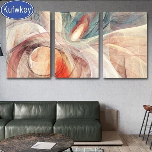Nordic Modern Geometric Abstract Pattern 3 Pieces Diamond Painting Embroidery Wall Art Diamond Picture Art For Living Room